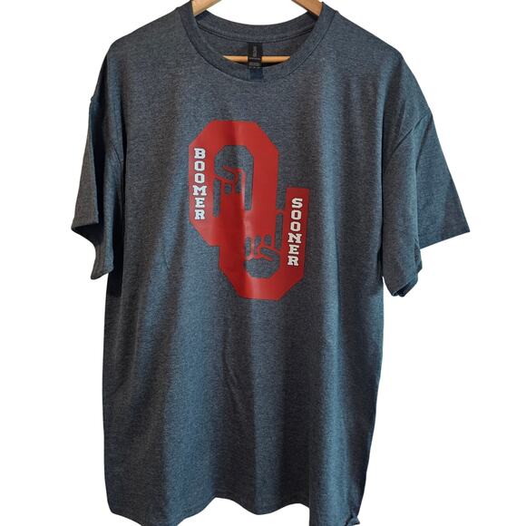 Oklahoma University OU T-Shirt Mens XL Gray Only One Horns Down Boomer Sooner - Picture 1 of 6